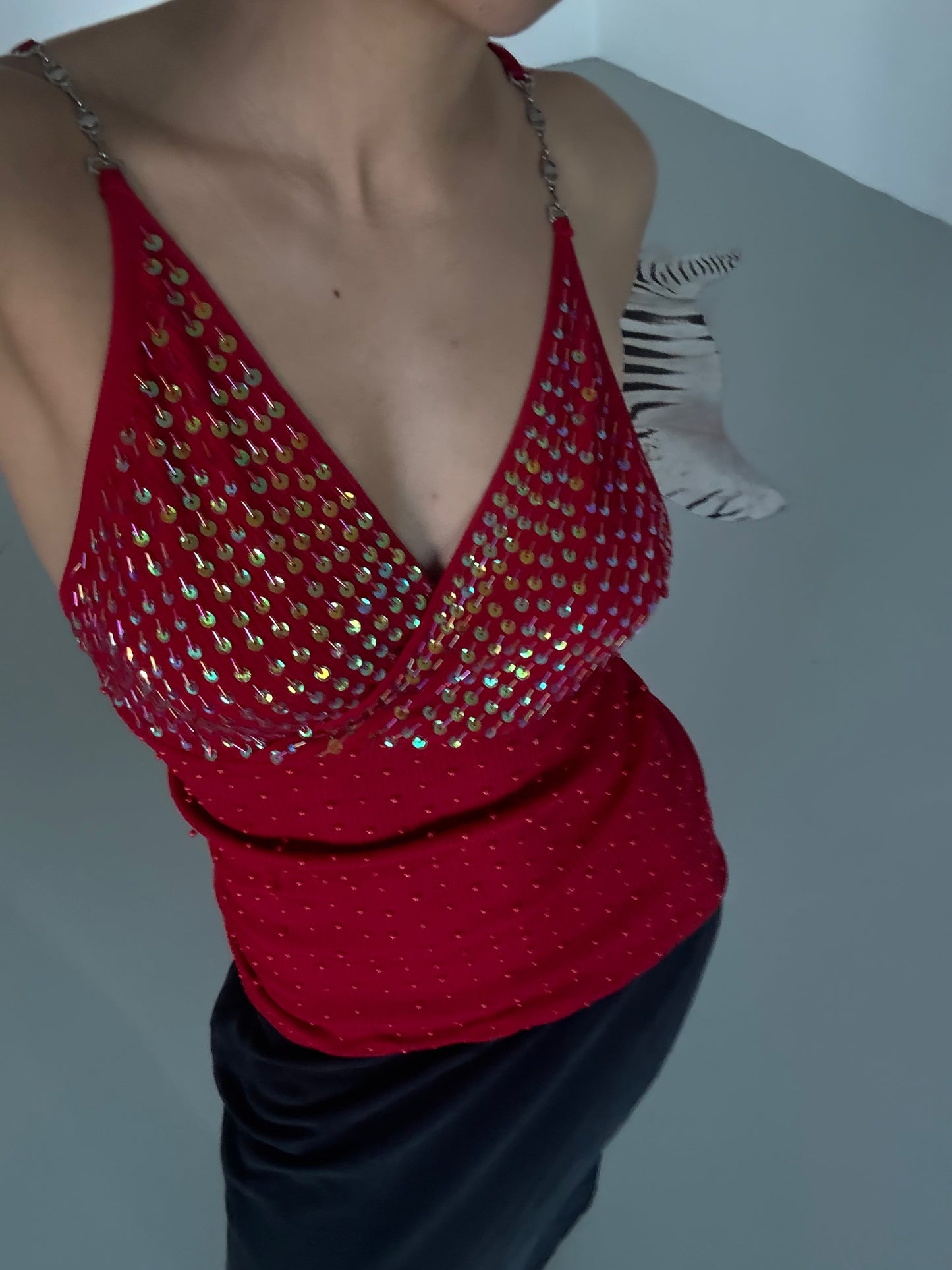 L&X Le Meng Zin Sequin tank