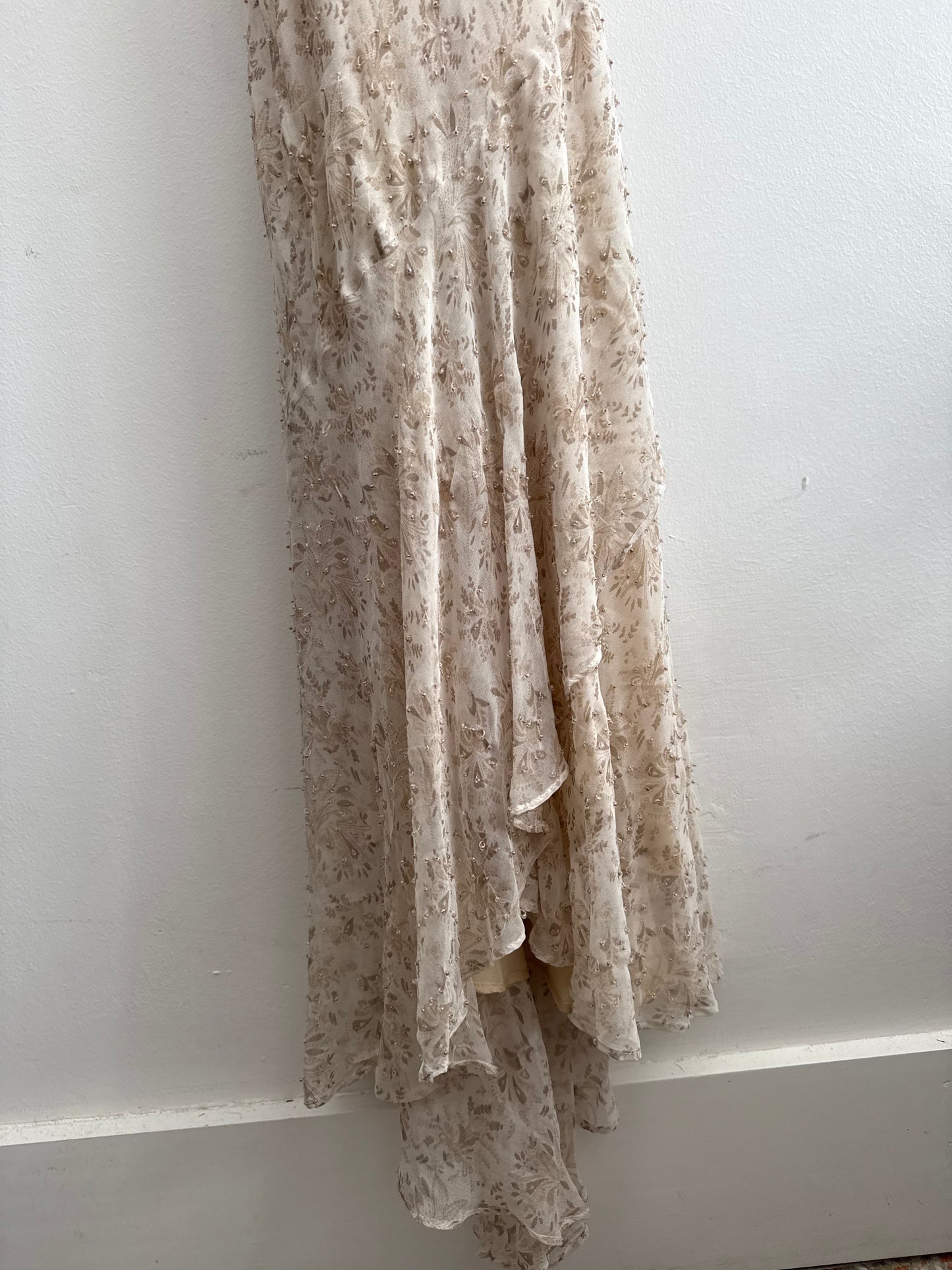 WHBM Beaded Asymmetrical Gown