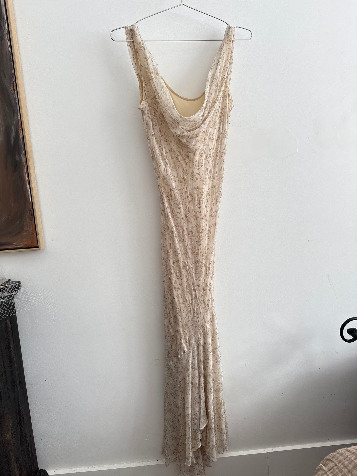 WHBM Beaded Asymmetrical Gown