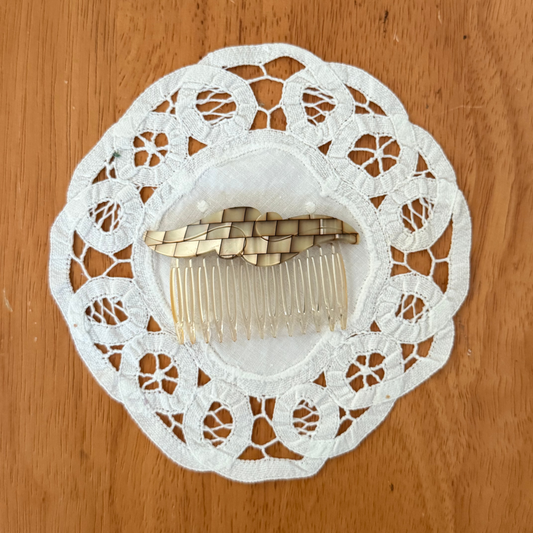 Ivory Checkered Hair Comb