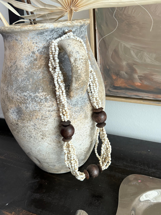 Beaded Wood Necklace