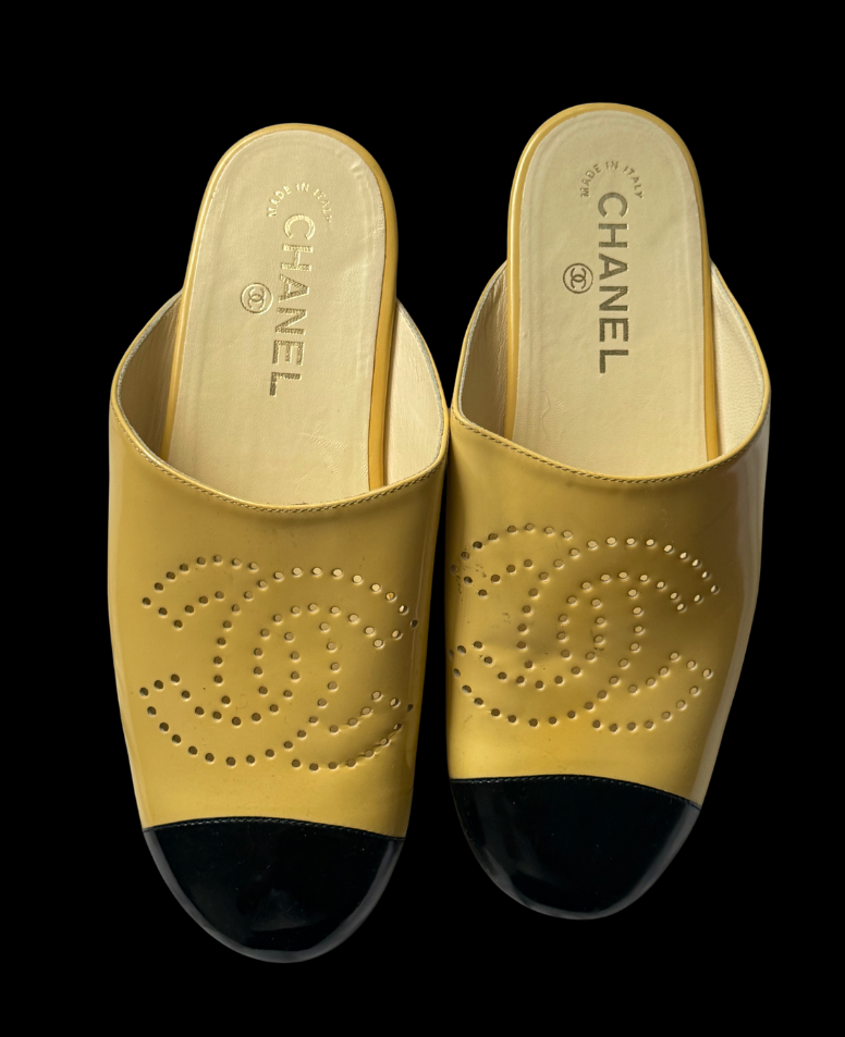 CHANEL Patent Leather Mules