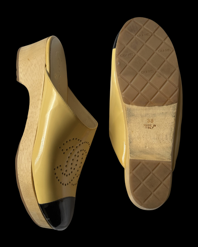 CHANEL Patent Leather Mules