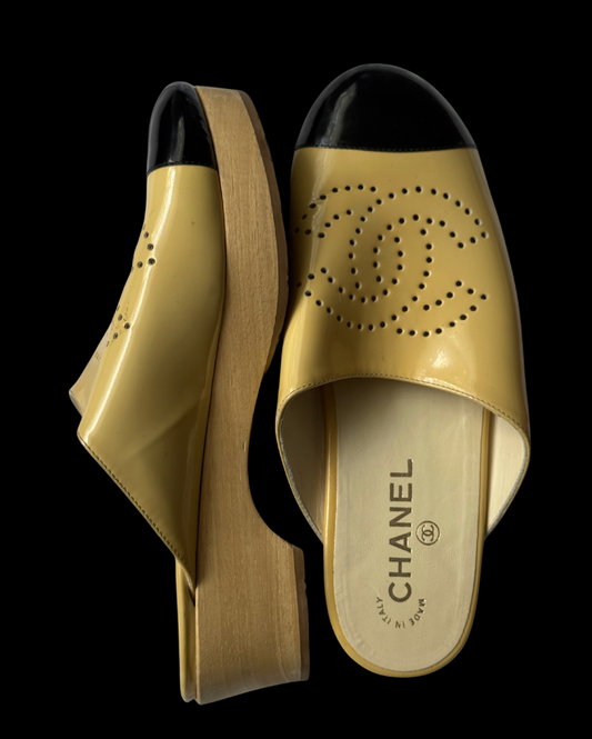 CHANEL Patent Leather Mules